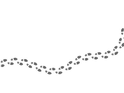 ゴールに向かって続く足跡