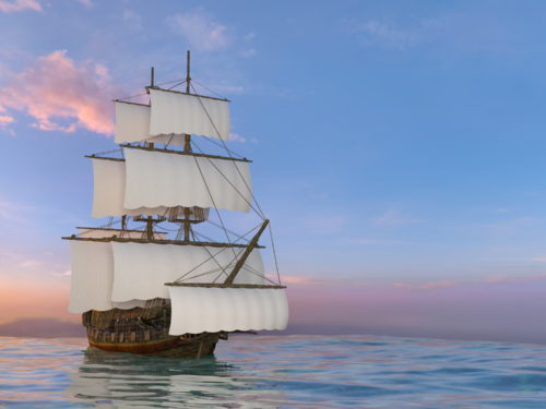 航海に出る帆船