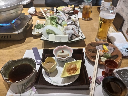 1日目の夕食、クエ御膳